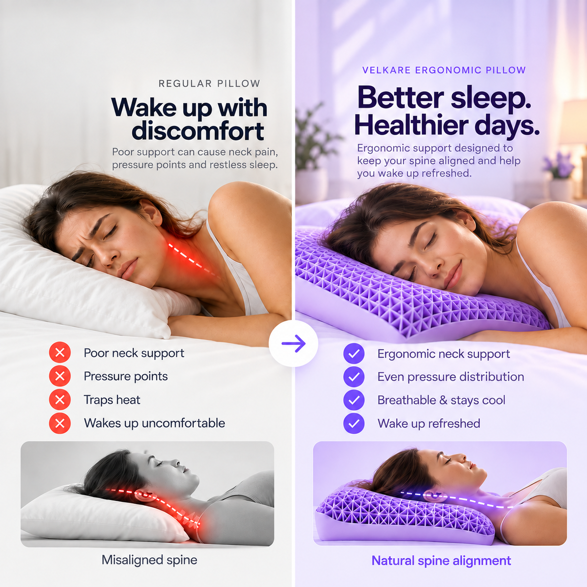 Velkare AirFlow Pillow | Breathable Neck Support